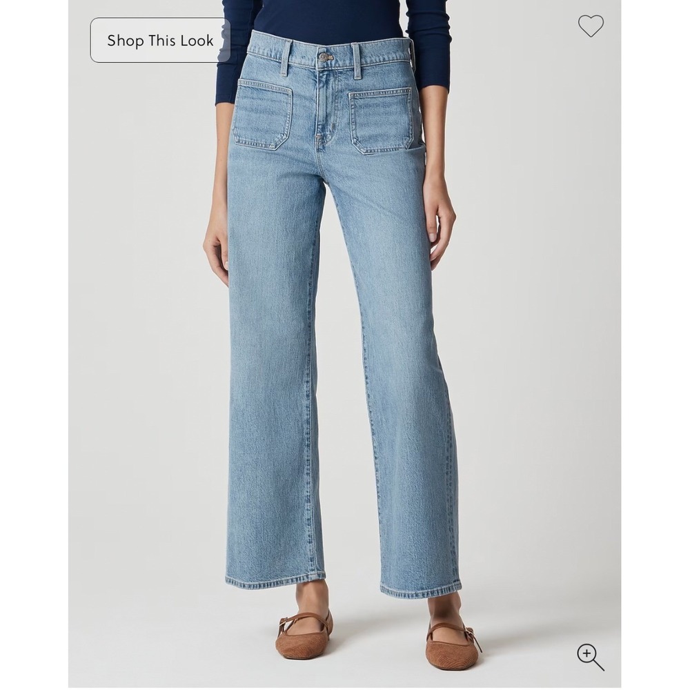 J.Crew Factory Slim Wide-Leg Patch-Pocket Jeans Light Wash Blue Size 30 CK785